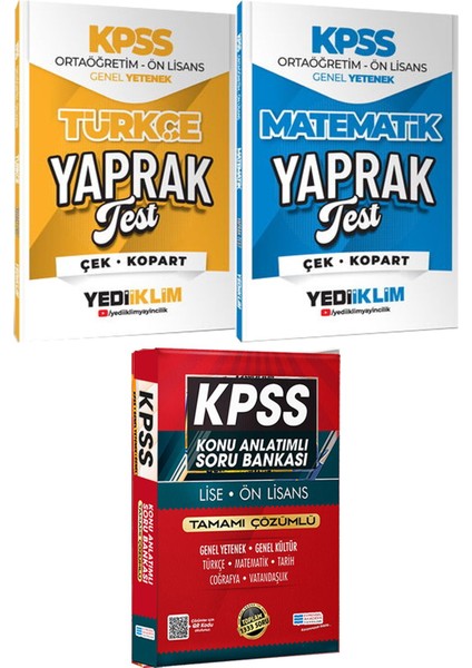Kpss 2026 Ortaöğretim Ön Lisans Türkçe Matematik Yaprak Test - Lise Önlisans Konu Ant. Soru