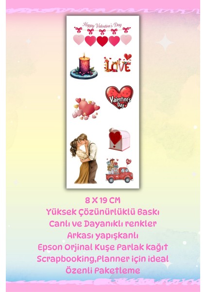 Sevgili,aşk ,sevgililer Günü 3'lü Sticker Seti Planner Ajanda Bullet Journal Için Uygun Set fiyatları