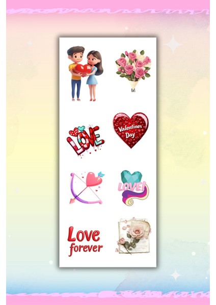 Sevgili,aşk ,sevgililer Günü 3'lü Sticker Seti Planner Ajanda Bullet Journal Için Uygun Set modelleri