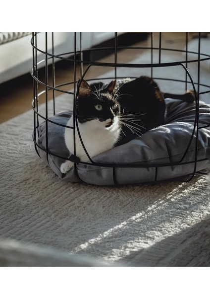 Dekoratif Beyaz Çok Amaçlı Kedi Yuvalı Yastıklı Metal Sepetli 2’li Orta Zigon Sehpa fırsatları
