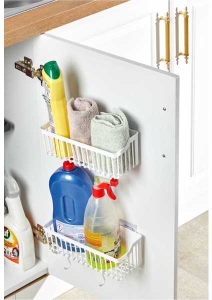 2 Adet Yapışkanlı Plastik Raf Düzenleyici Organizer