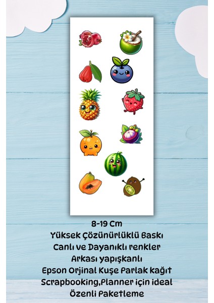 3 ' Lü Sevimli Meyveler Seti Planner/ Ajanda /bullet Journal / Laptop/matara/kulaklık Için Uygun Set fiyatları