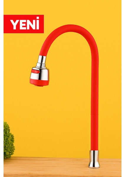 Esnek Spiral Başlıklı Renkli Mutfak Bataryası Başlığı– 360° Döner Musluk Başlığı Ucu (Siyah - Kırmızı- Gri - Beyaz - Mavi)