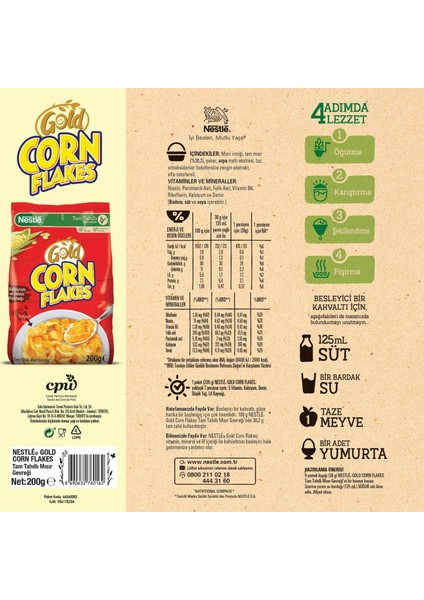 Gold Corn Flakes Tam Tahıl Mısır Gevreği 200 gr x 1 Adet fiyatları