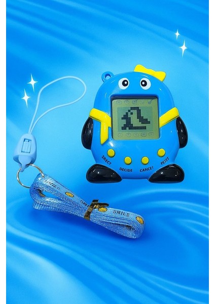 5x6 cm Nostaljik Sanal Bebek Penguen Figürlü Özel Kordonlu Oyuncak Mavi