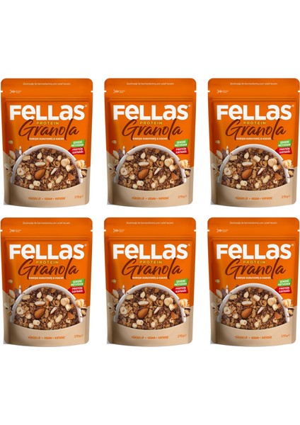 Vegan Protein Granola Karışık Kuruyemiş & Kakao 270 gr x 6 Adet