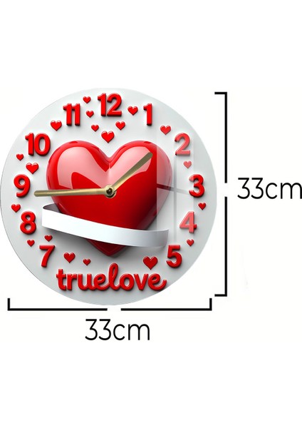 Aşkın Zamanı Hep Seninle! 3D Görünümlü Temperli Cam Saat – 33 cm CSDW244 indirimleri