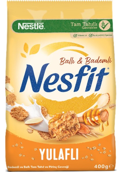 Nesfit Ballı Bademli Tam Tahıl ve Pirinç Gevreği 400 gr x 4 Adet fiyatları
