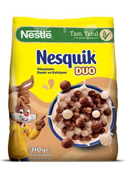 Nesquik Duo Sütlü Kakaolu Buğday ve Mısır Gevreği 310 gr x 4 Adet fiyatları