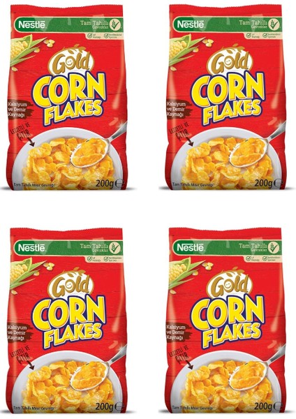 Gold Corn Flakes Tam Tahıl Mısır Gevreği 200 gr x 4 Adet
