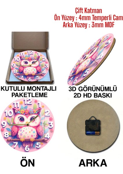 Sevimli Tasarımlar ile Evinize Neşe Katacak 3D Görünümlü Temperli Cam Saat – 33 cm CSDW252 fırsatları