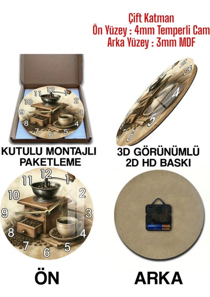 Evinizde Nostalji Rüzgarı Estirecek 3D Görünümlü Temperli Cam Saat – 33 cm CSDW218 fırsatları
