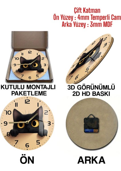 Sevimliliğiyle Kalpleri Fethedecek 3D Görünümlü Temperli Cam Saat – 33 cm CSDW229 fırsatları