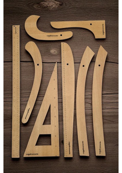 8 Parça Riga Cetvel Takımı – 4mm Kayın Mdf Terzi ve Kalıp Çizim Cetvelleri Seti modelleri