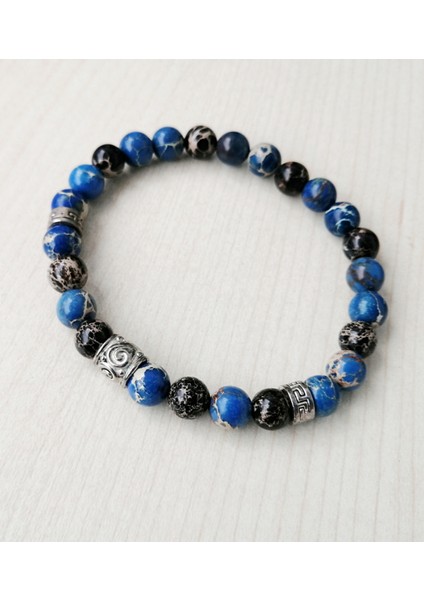 Mavi ve Siyah Varisit Doğal Taş Bileklik MDB341 fiyatları