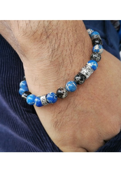 Mavi ve Siyah Varisit Doğal Taş Bileklik MDB341 modelleri
