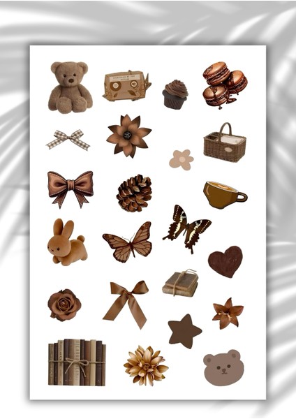 Brown-Kahverengi Temalı Sticker Planner/ajanda/bullet Journal/laptop Için Uygun