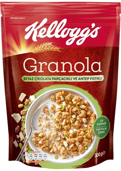 Kelloggs Granola Beyaz Çikolatalı Antep Fıstıklı 300 gr x 1 Adet