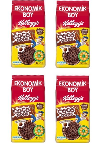 Coco Pops Çikolatalı Buğday ve Mısır Gevreği 1200 gr x 4 Adet
