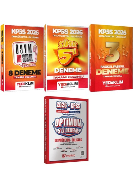 Ösym Ne Sorar? 8 Deneme Süper 5 Deneme ve 3 Deneme - Optimum 5 Deneme