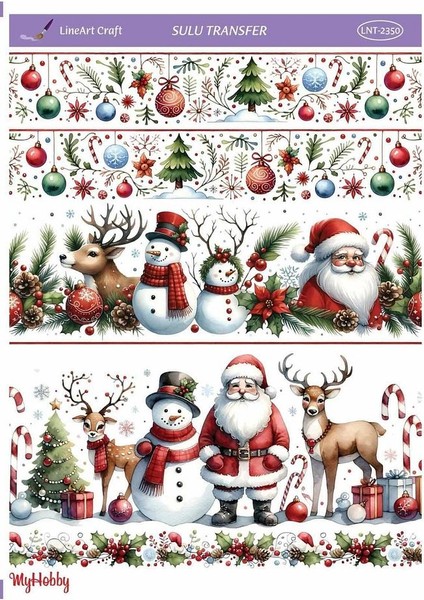 LNT2350 Yeniyıl Serisi, Bordür Desenli Açık Zemin Sulu Transfer 25*35 cm