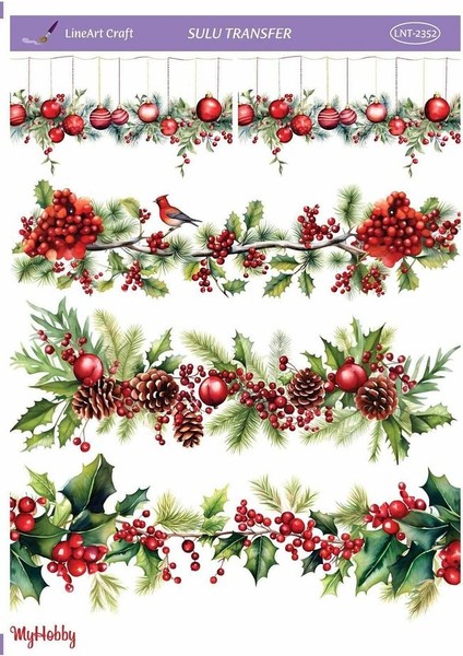 LNT2352 Yeniyıl Serisi, Kokina Desenli Açık Zemin Sulu Transfer 25*35 cm