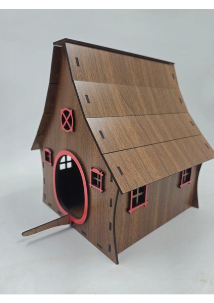 Ahşap Kuş Evi Ceviz Desenli Mdf 19 cm x 19 cm x 24 cm
