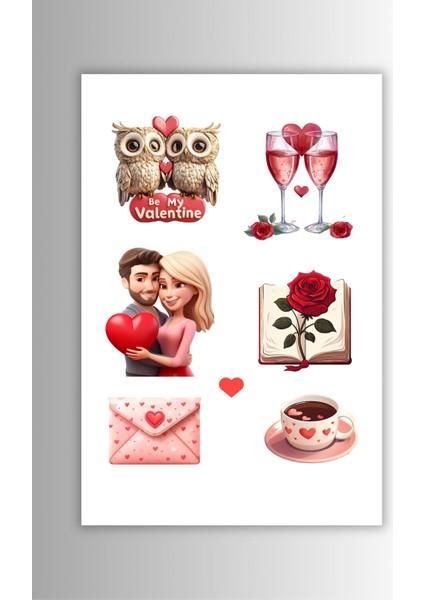 Sevgili,aşk ,sevgililer Günü 4'lü Sticker Seti Planner Ajanda Bullet Journal Için Uygun Set modelleri