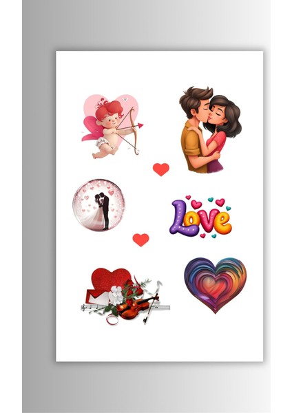 Sevgili,aşk ,sevgililer Günü 4'lü Sticker Seti Planner Ajanda Bullet Journal Için Uygun Set fırsatları