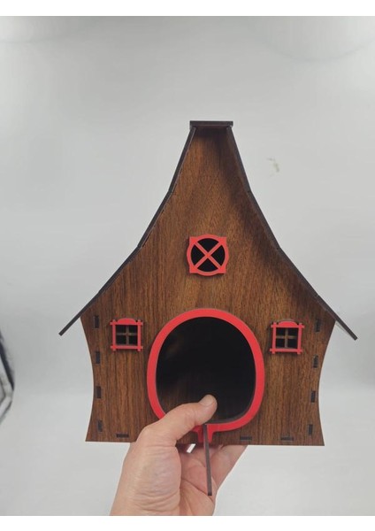 Ahşap Kuş Evi Ceviz Desenli Mdf 19 cm x 19 cm x 24 cm indirimleri