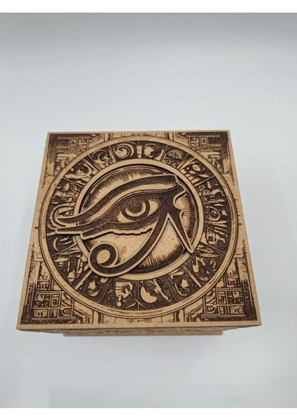 Ahşap Dekoratif Mısır Temalı Gizli Kilitli Kutu 13 cm x 13 cm x 10 cm indirimleri