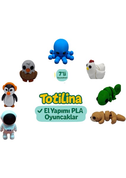 7'li Set (Ahtapot Tavuk Bukalemun Su Samuru Astronot Penguen…)