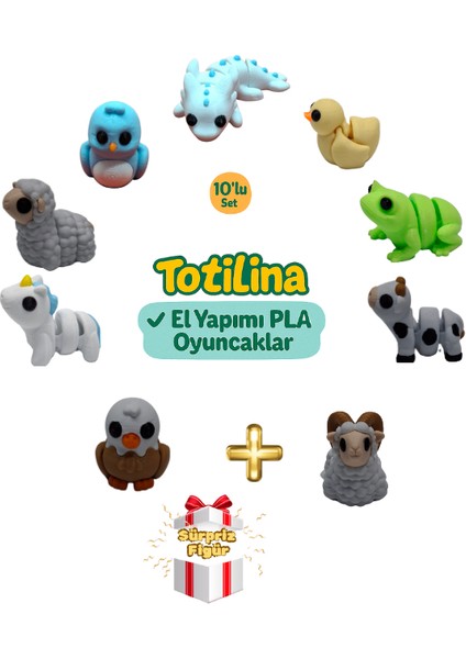 10'lu Set (Aksolotl Ördek Kurbağa Inek Koç Kartal Unicorn Koyun…)