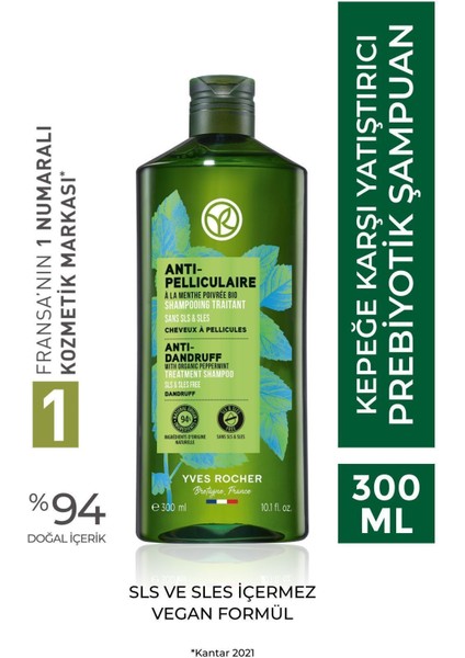 Yatıştırıcı Prebiyotik Şampuan-Kepeğe Karşı/anti Pelliculaire-Sls,sles IÇERMEZ,TUZSUZ,VEGAN-300ML