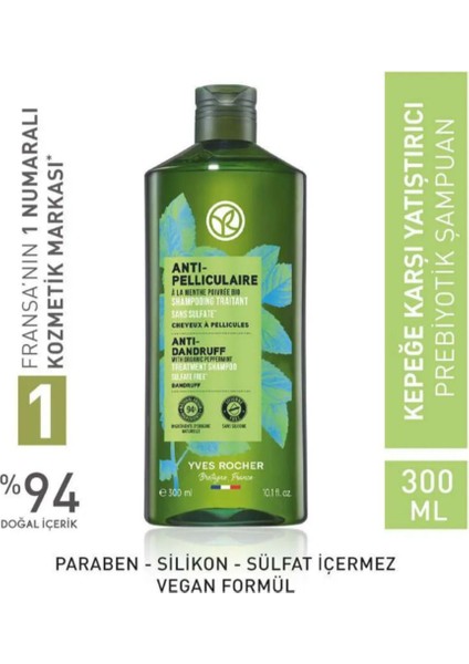 Prebiyotik Şampuan Kepeğe Karşı Anti Pelliculaire Nar Kabuğu, Organik Nane ve Agav 300 ml