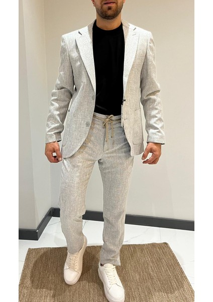 Takım Elbise Keten Jogger Pantolon -Çeket Esnek Yeni Model Yeni Trend Spor Takım modelleri