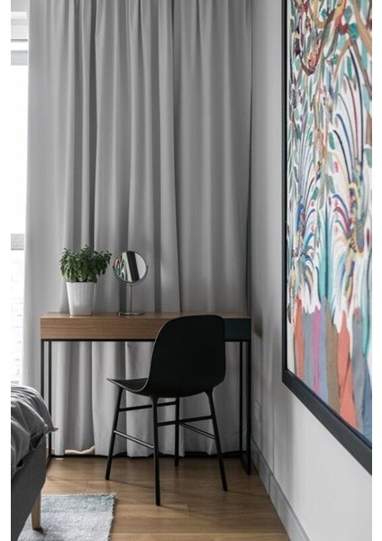 Gümüş Gri - Ince Dokulu Keten Fon Perde - Pilesiz Düz Dikim - GM7000