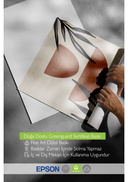 Ahşap Çerçeveli Tablo, Toprak Tonlarda Geometrik Modern Tasarım, Salon Dekoru Poster No: 107951