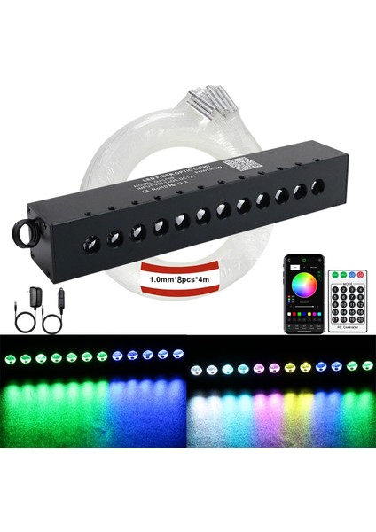 QJ-009 + QJL016 Rgb Fiber Optik LED Işık Seti 4 M. Uzaktan Kumanda Meteor Yağmuru Işığı Rgb 3lü Set modelleri