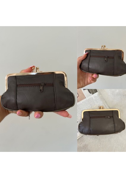 Retro Sunı Deri Acı Kahve Cüzdan