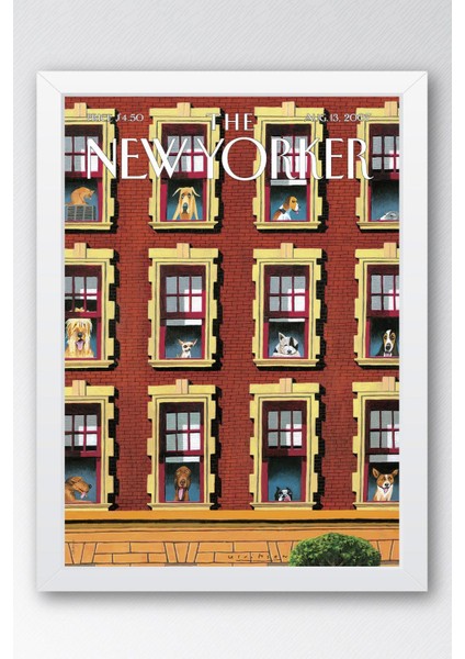 The New Yorker Çerçeveli Tablo August 13 2007 - Pencerelerdeki Köpekler Tablosu