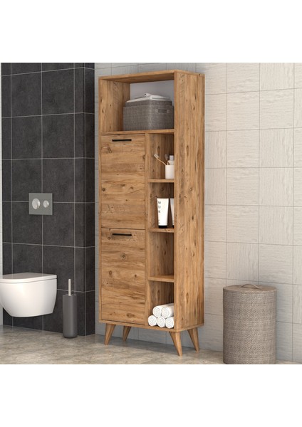 Suna Iki Kapaklı 9 Raflı Banyo Dolabı Çam - BDL0402