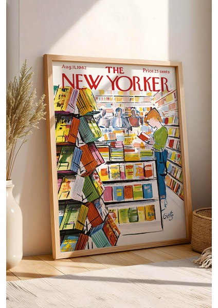 The New Yorker Çerçeveli Tablo August 11 1962 - Arthur Getz Kitapçı Dükkanı