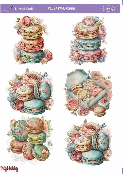 LNT449 Pastel Makaron Desenli Açık Zemin Sulu Transfer 25*35 cm