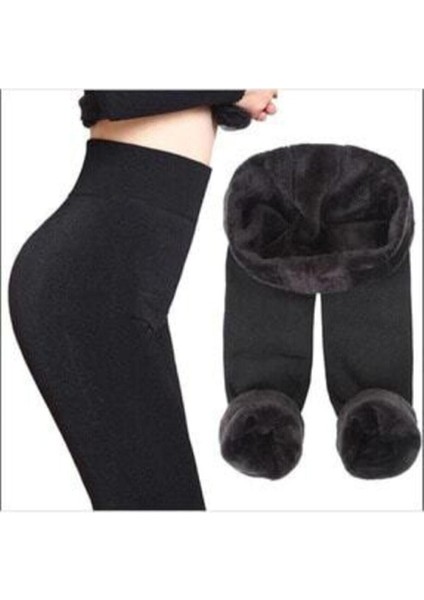 Bayan Kışlık Içi Peluş Termal Tayt SIYAH-9020