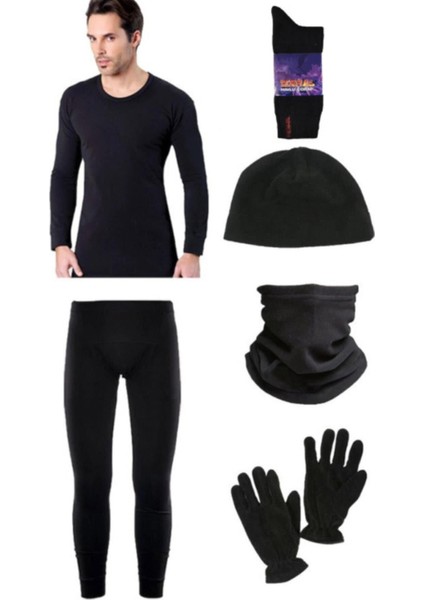 Erkek Termal Set Polar Eldiven Şapka Boyunluk ve Termal Çorap