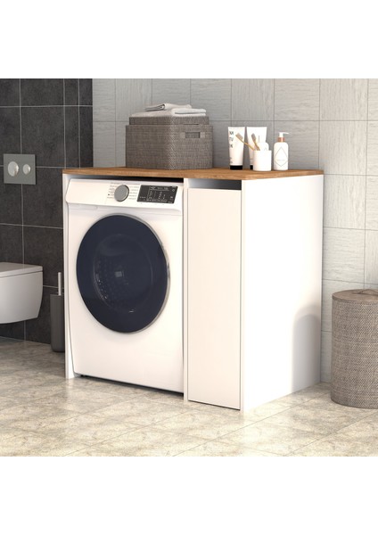 Atlas Çekmeceli Raflı Çamaşır Makinası Dolabı Çam Beyaz - BDL0503 fiyatları