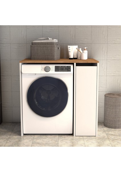 Atlas Çekmeceli Raflı Çamaşır Makinası Dolabı Çam Beyaz - BDL0503 modelleri