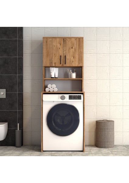 2 Kapaklı Raflı Çamaşır Makinesi Dolabı Çam - BDL0602 fiyatları