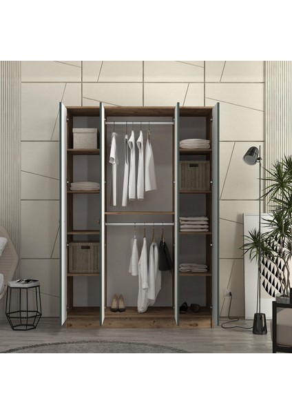 Mila 4 Kapaklı Bazalı Gardırop Tamamı Mdf